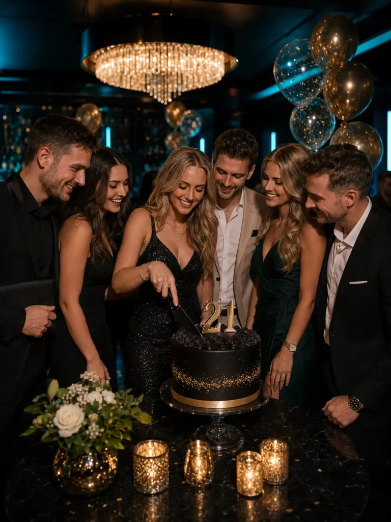 Friends celebrating a 21st birthday at a private Luton venue