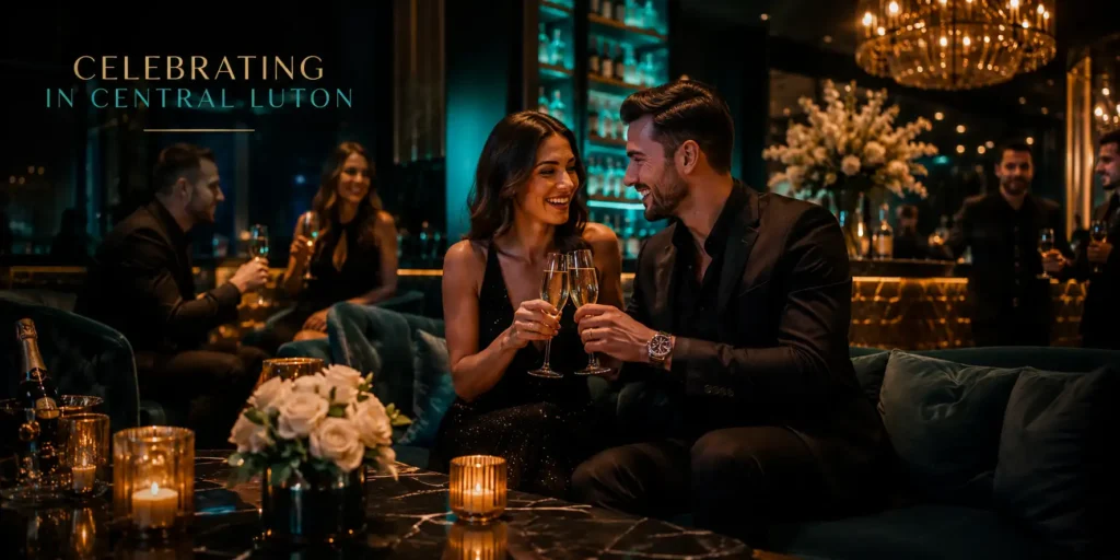 Couple celebrating an anniversary at a stylish venue in central Luton