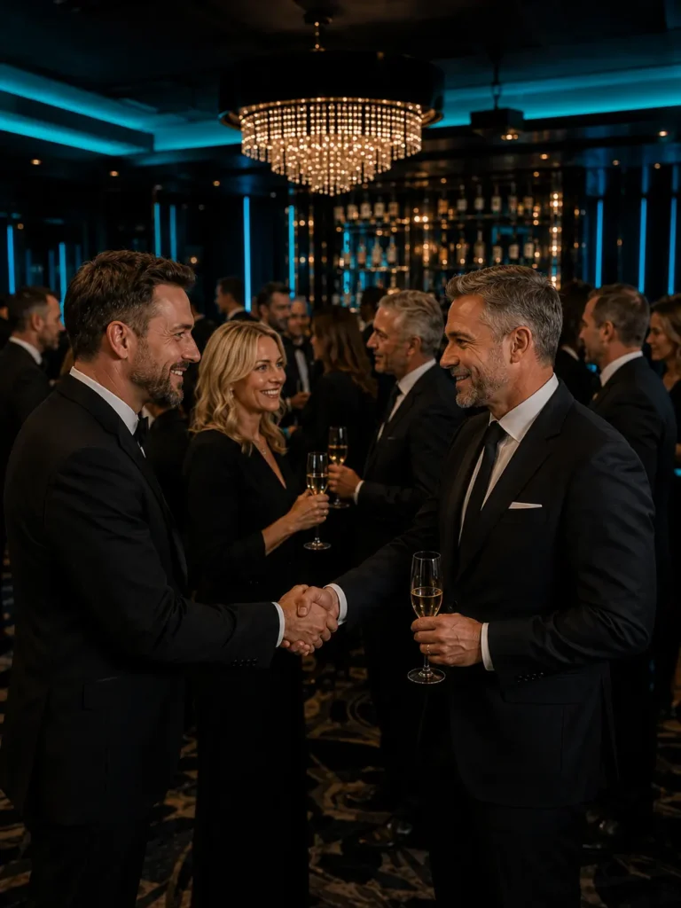 Professionals networking at an industry social event in a Luton venue