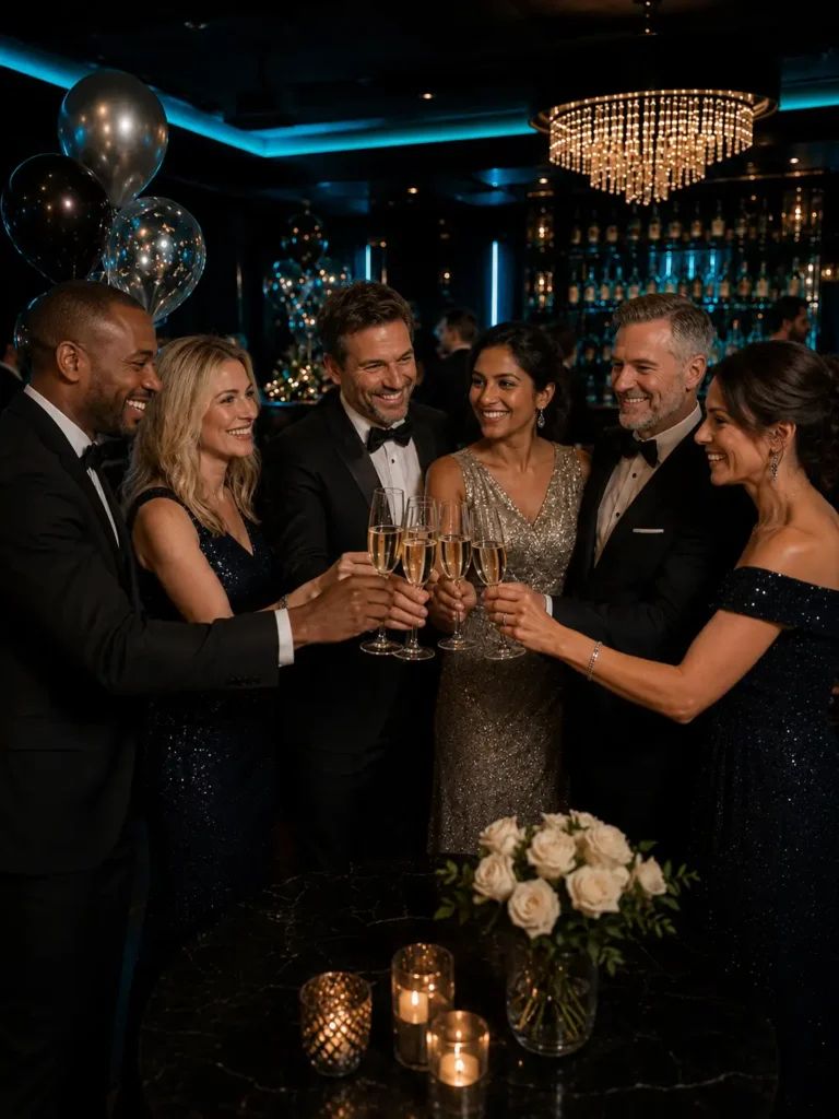 Team members celebrating together at a stylish private venue in Luton